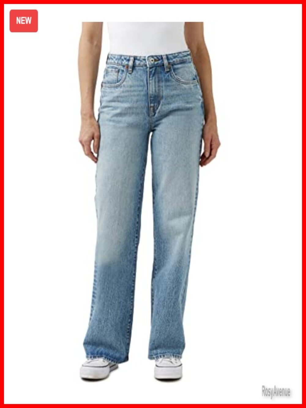 High Rise Wide Leg Jeans Relaxed Fit 5 Pocket Belt Loops Denim Pants